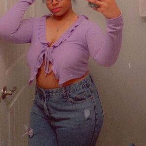 SHEIN Purple Ruffle Tie-Front Blouse